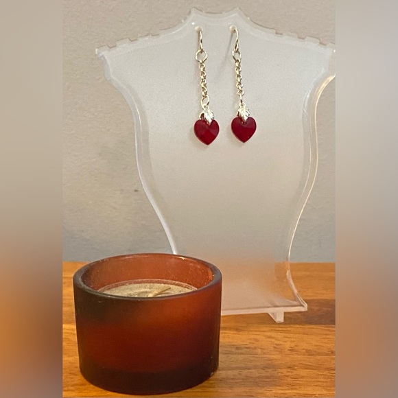 Swarovski Siam Red Crystal Heart earrings HTE-12 NEW - Picture 4 of 6